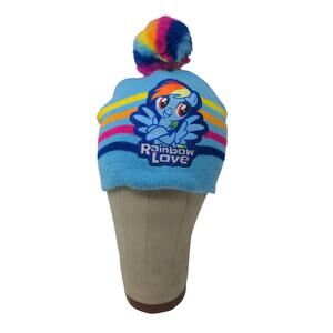 MLP My Little Pony Rainbow Dash Low Beanie Hat Blue Rainbow Embroidered Logo OS